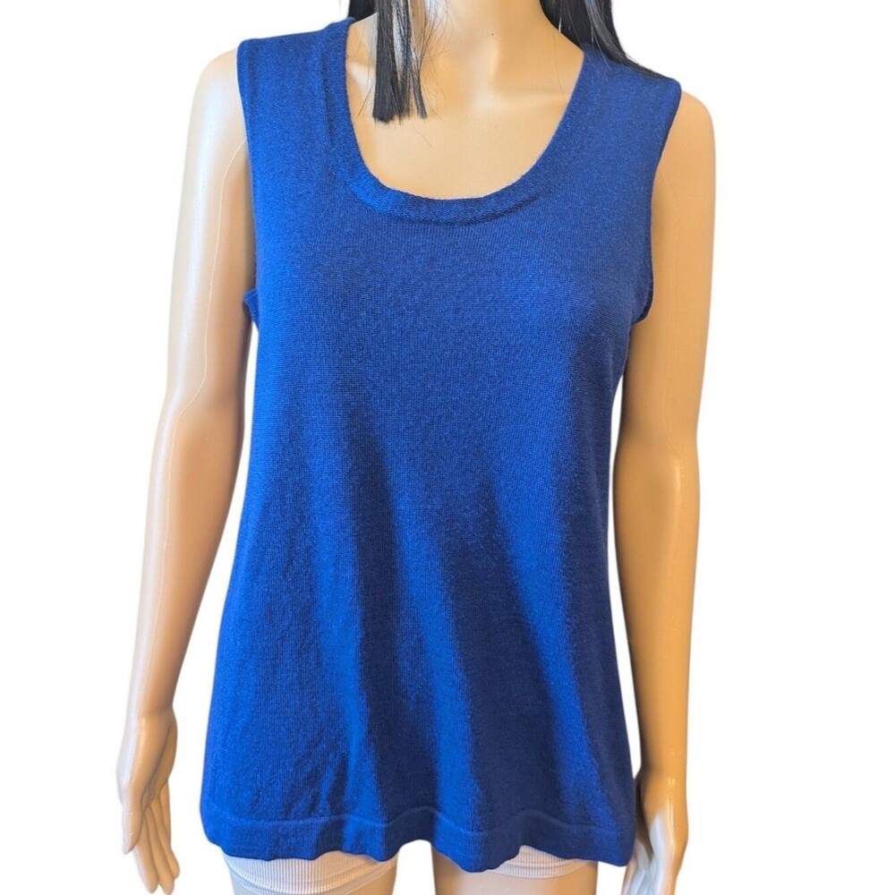 Coldwater Creek Blue Merino Wool Sleeveless Sweater